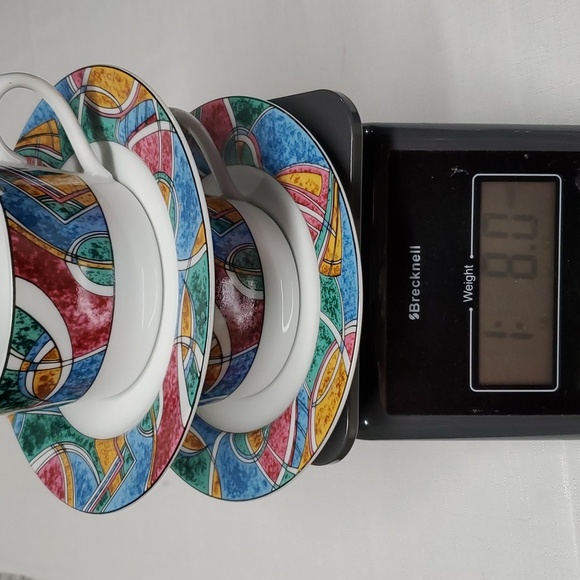 American Atelier VTG BOHO Fantasy Porcelain Cups & Saucers Matching Set of Two - Picture 4 of 14